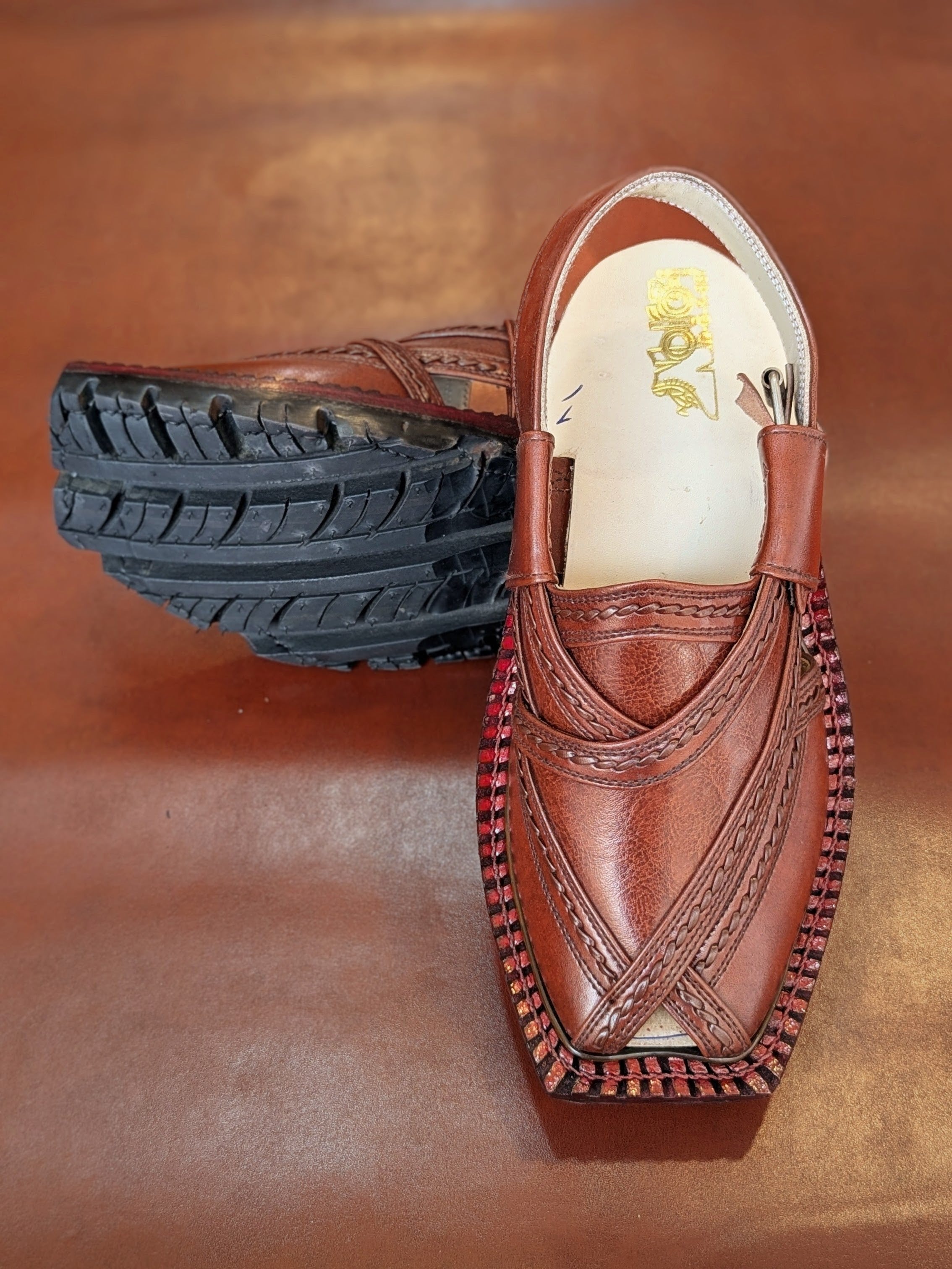 Classic Brown Handmade Genuine Cow Leather Norozi Chappal By Sardar Norozi