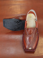 Classic Brown Handmade Genuine Cow Leather Norozi Chappal By Sardar Norozi