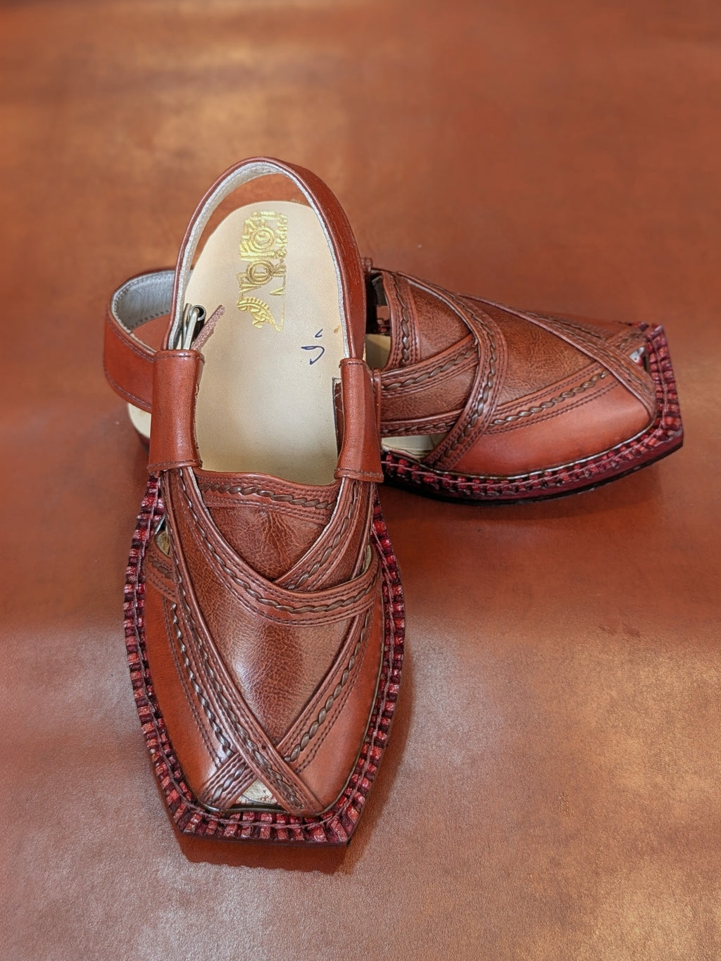 Classic Brown Handmade Genuine Cow Leather Norozi Chappal By Sardar Norozi