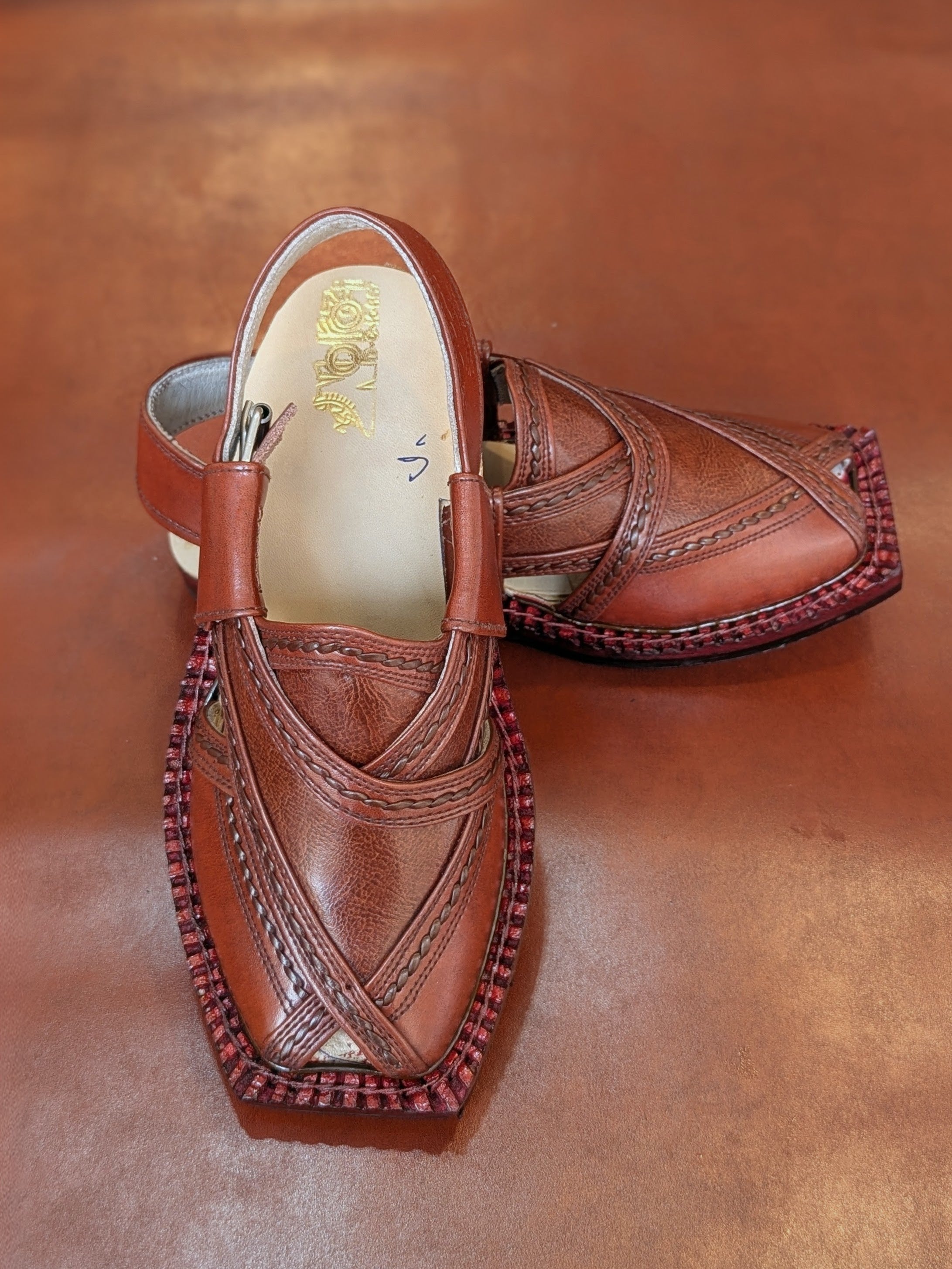 Classic Brown Handmade Genuine Cow Leather Norozi Chappal By Sardar Norozi
