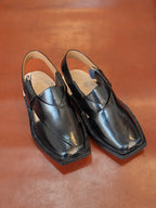 Premium Handmade Black Plain Norozi Chappal - By Sardar Norozi