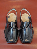 Premium Handmade Black Plain Norozi Chappal - By Sardar Norozi