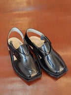 Premium Handmade Black Plain Norozi Chappal - By Sardar Norozi