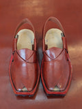 Premium Handmade Leather Brown Plain Norozi Chappal - By Sardar Norozi