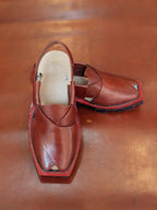Premium Handmade Leather Brown Plain Norozi Chappal - By Sardar Norozi