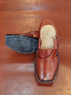 Premium Handmade Leather Brown Plain Norozi Chappal - By Sardar Norozi