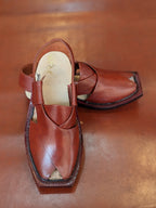 Premium Handmade Leather Brown Plain Norozi Chappal - By Sardar Norozi