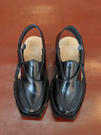 Handmade Genuine Leather Black Gool Norozi Chappal By Sardar Norozi