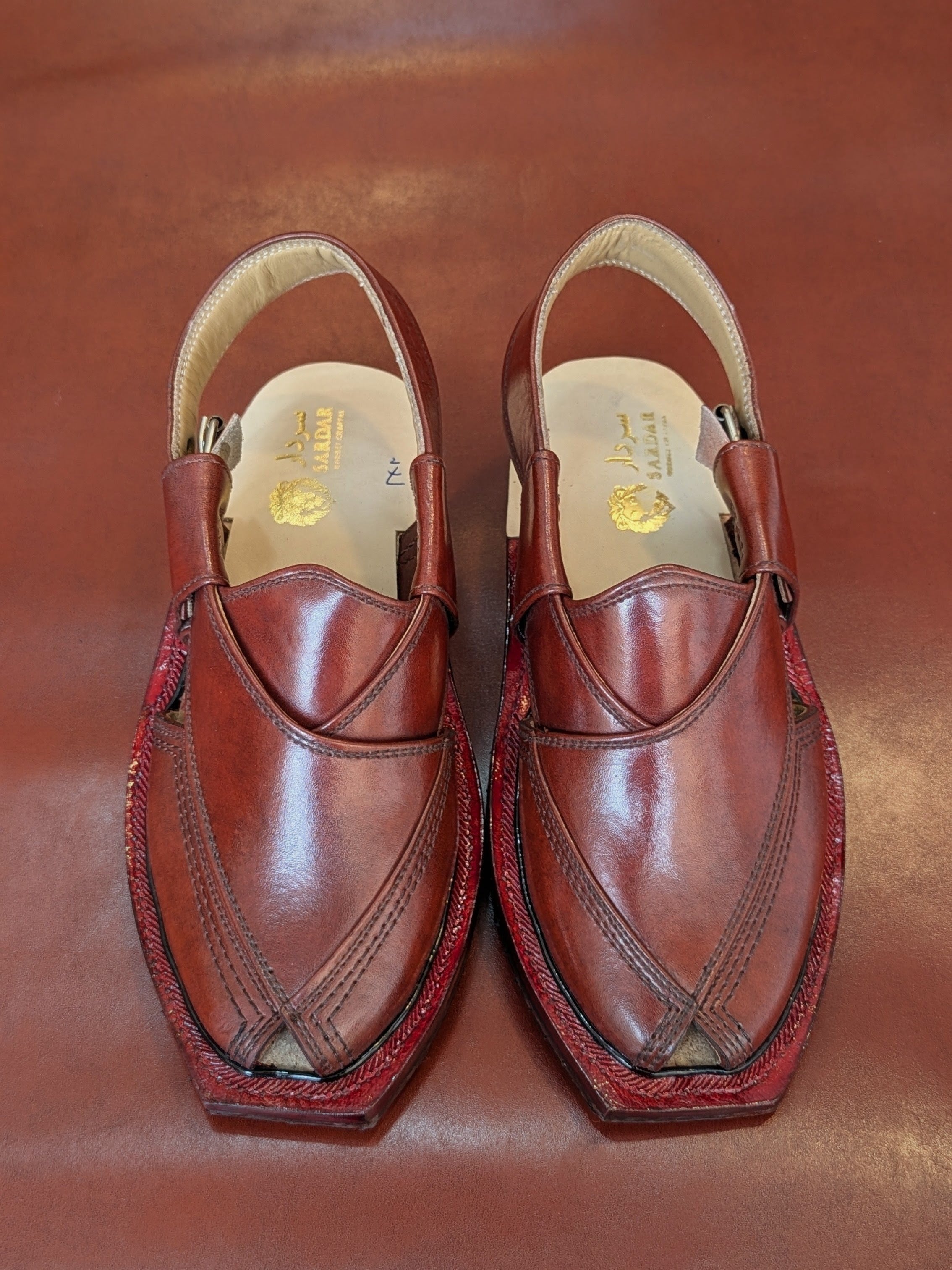 Handmade Genuine Leather Brown Gool Norozi Chappal By Sardar Norozi