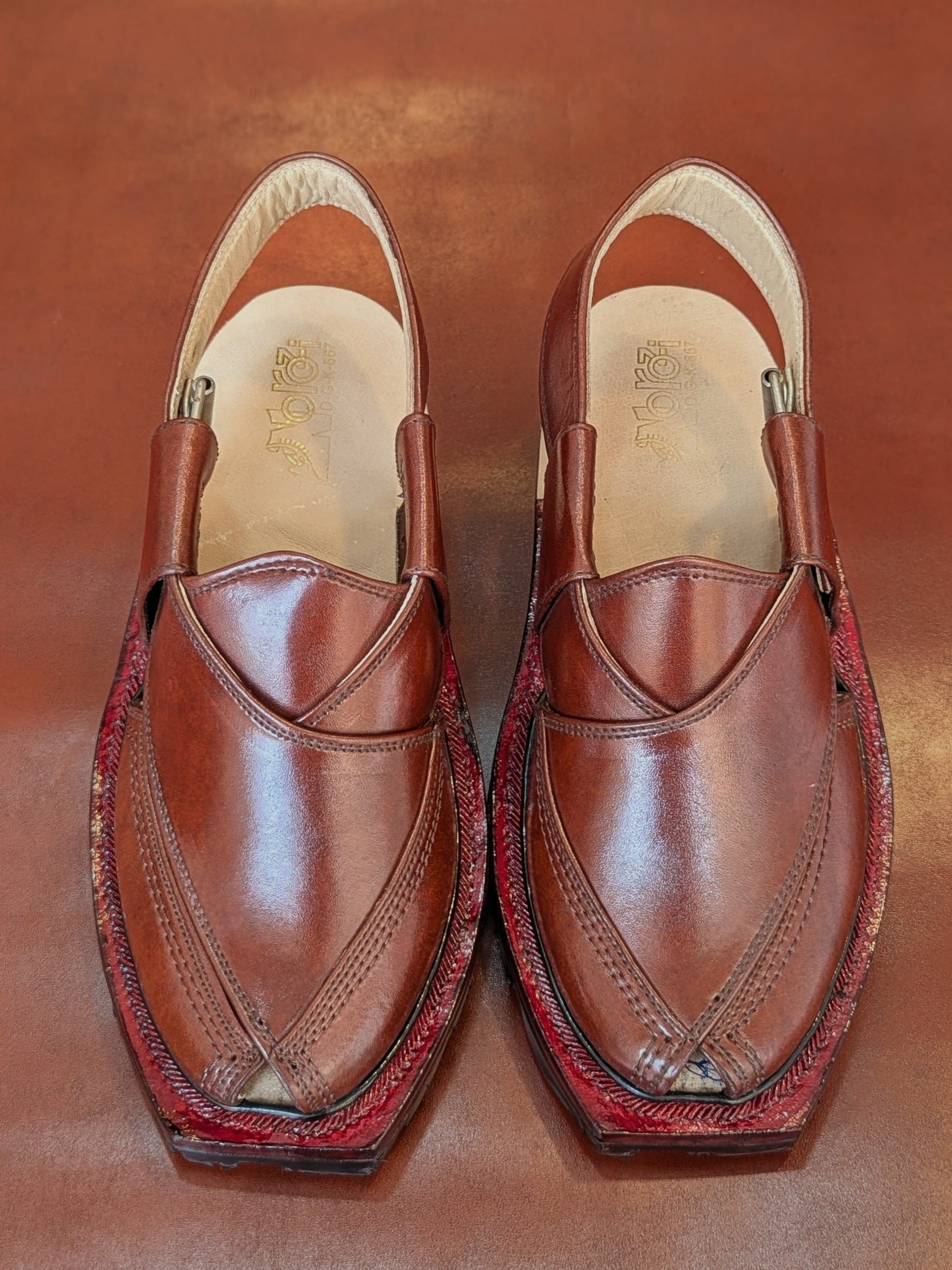 Handmade Genuine Leather Brown Gool Norozi Chappal By Sardar Norozi