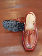 Handmade Genuine Leather Brown Gool Norozi Chappal By Sardar Norozi