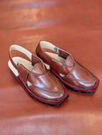 Handmade Genuine Leather Brown Gool Norozi Chappal By Sardar Norozi